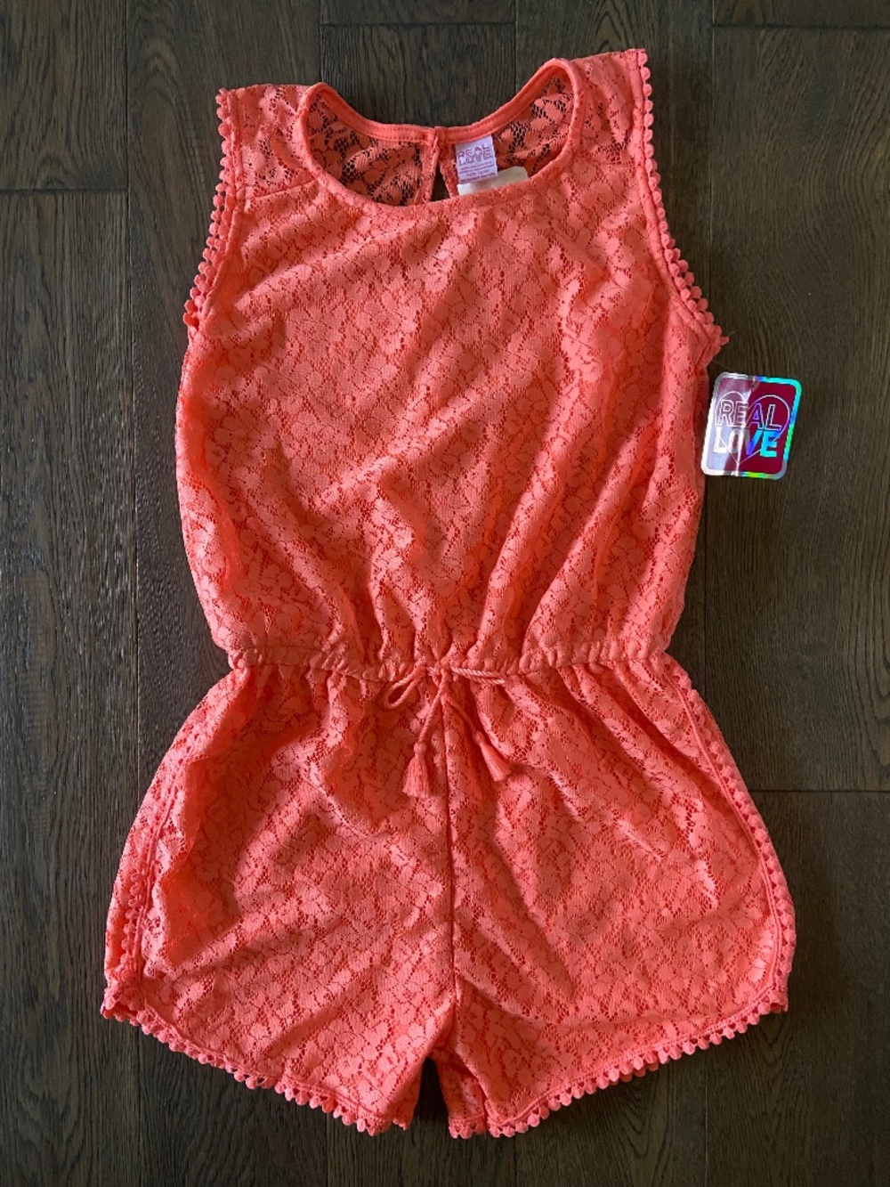 NWT: Youth Kids Coral Lace Romper by Real Love  - Size 14/16